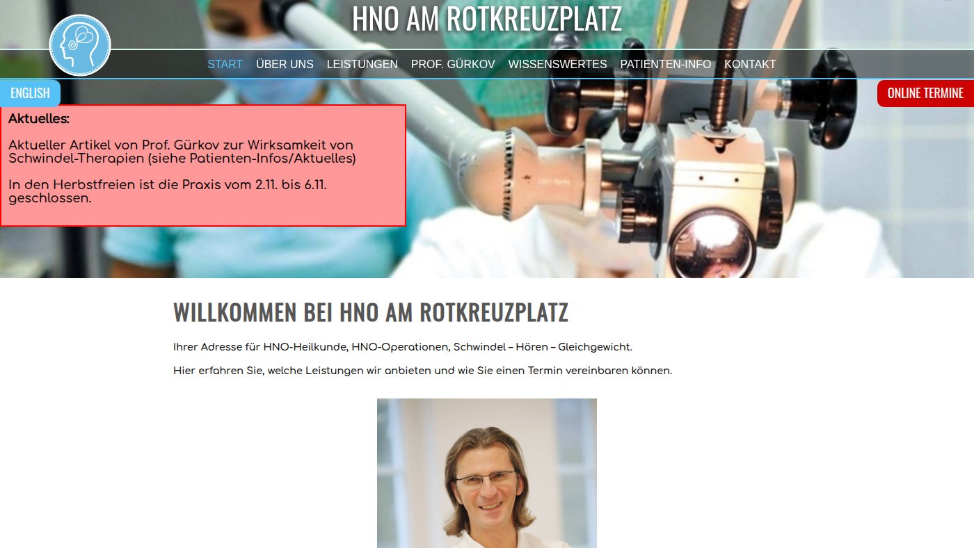 The home page of hno-rotkreuz.de