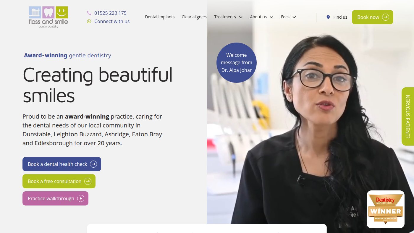 The home page of flossandsmile.co.uk