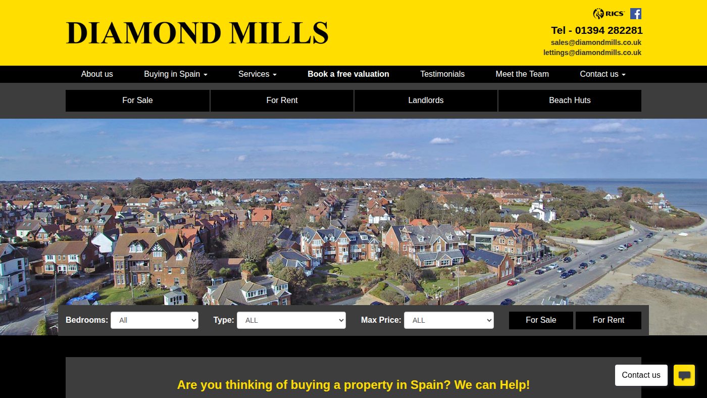 The home page of diamondmills.co.uk