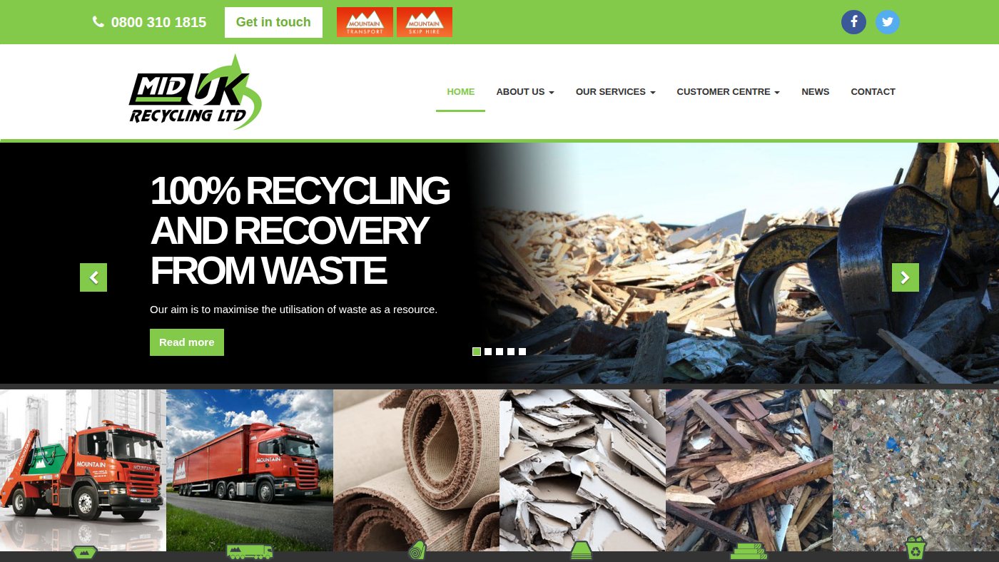 The home page of midukrecycling.co.uk