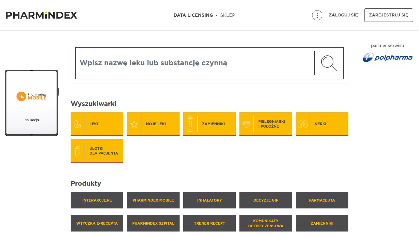 The home page of pharmindex.pl