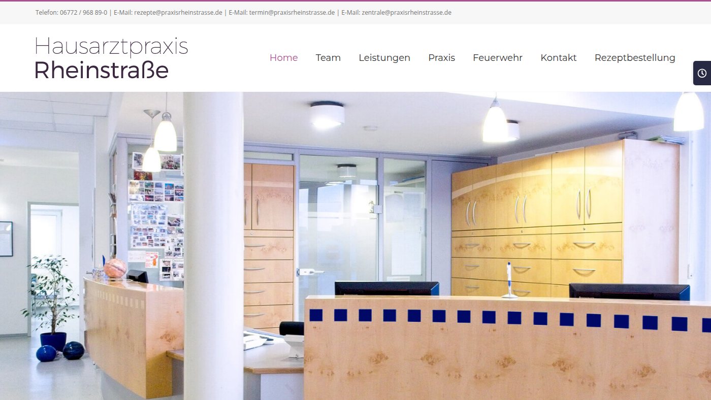 The home page of praxisrheinstrasse.de