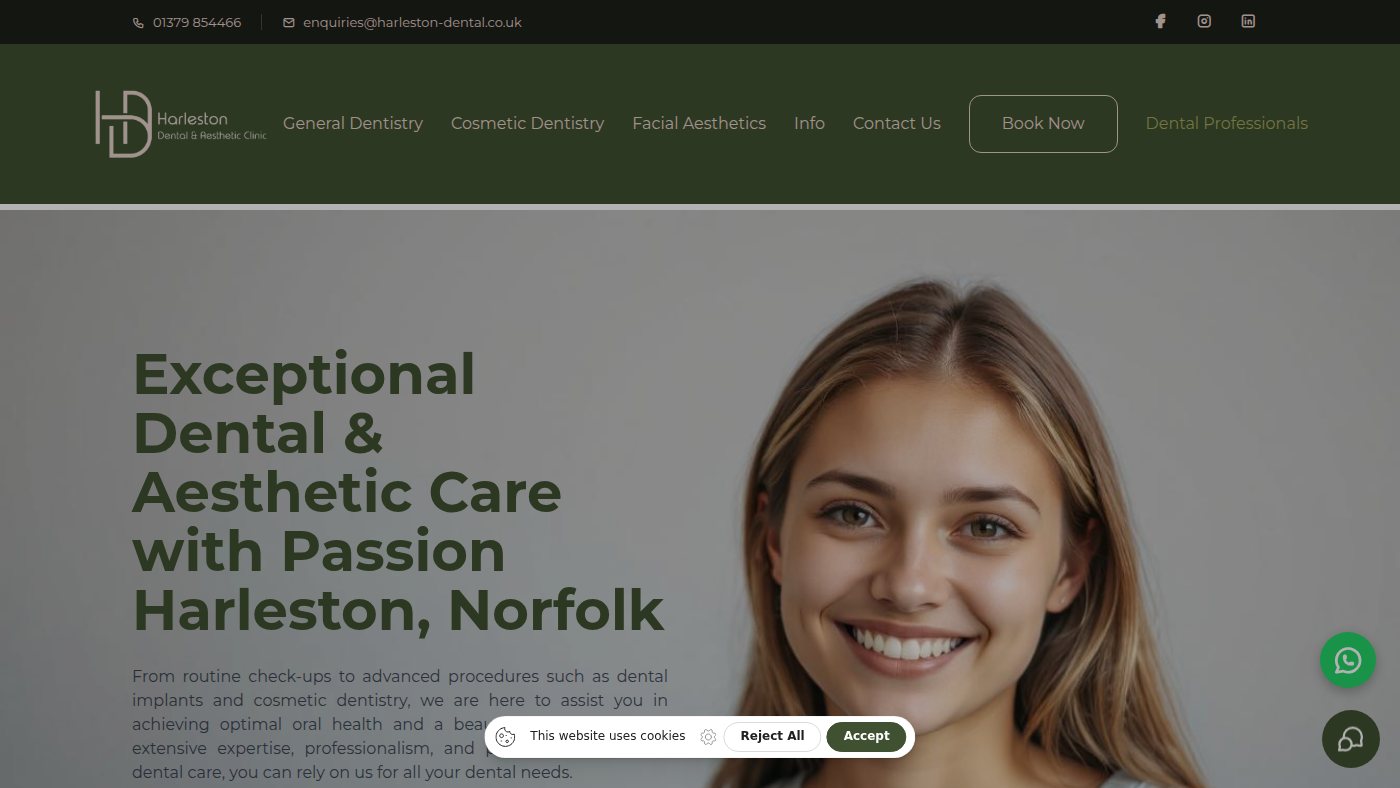 The home page of harleston-dental.co.uk