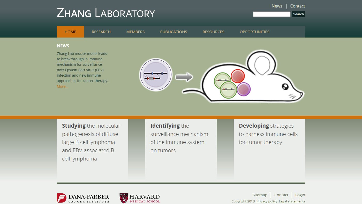 The home page of zhanglab.dfci.harvard.edu