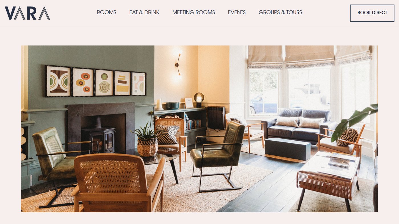 The home page of hotelvara.co.uk