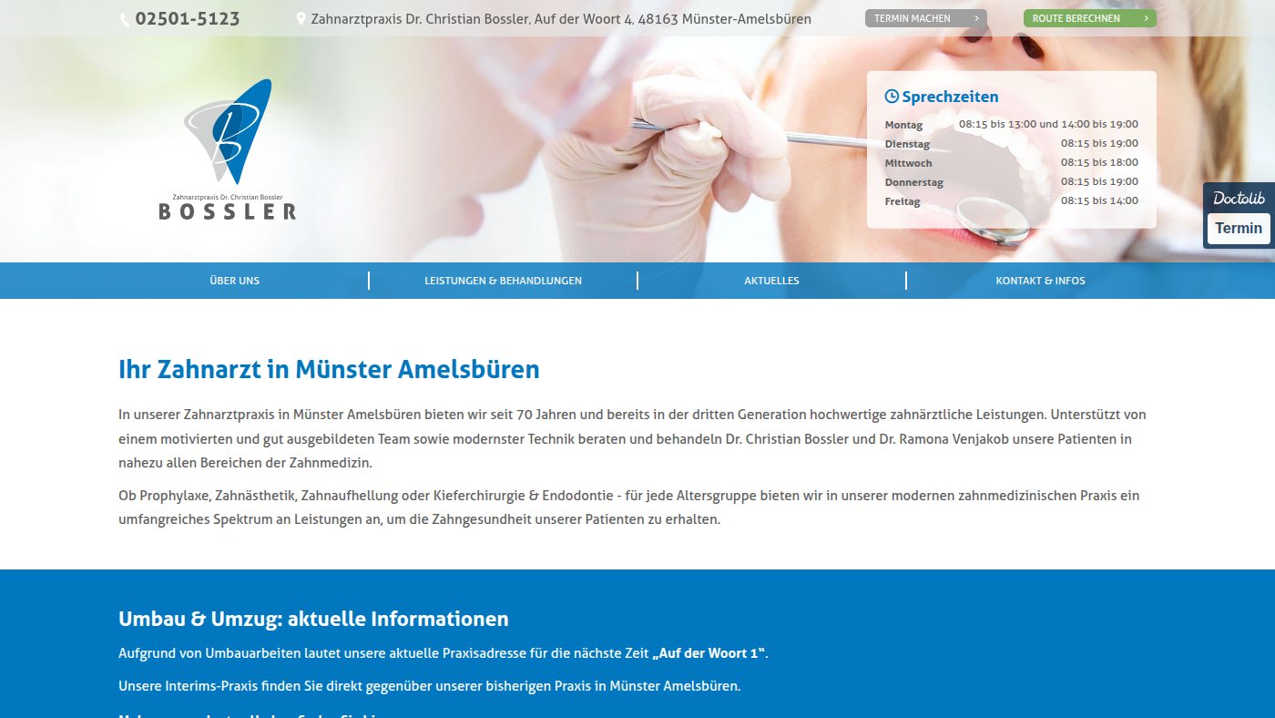 The home page of bossler-zahnarzt.de