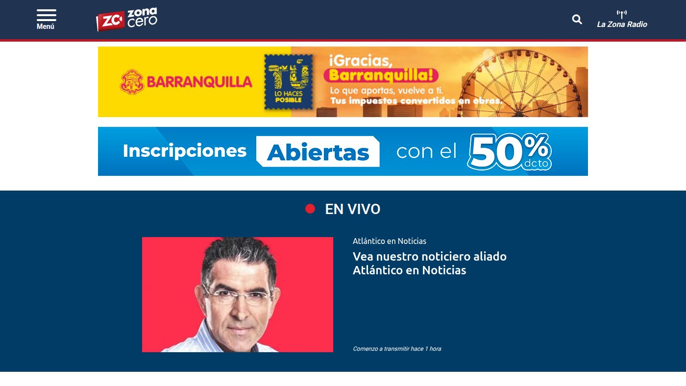 The home page of zonacero.com