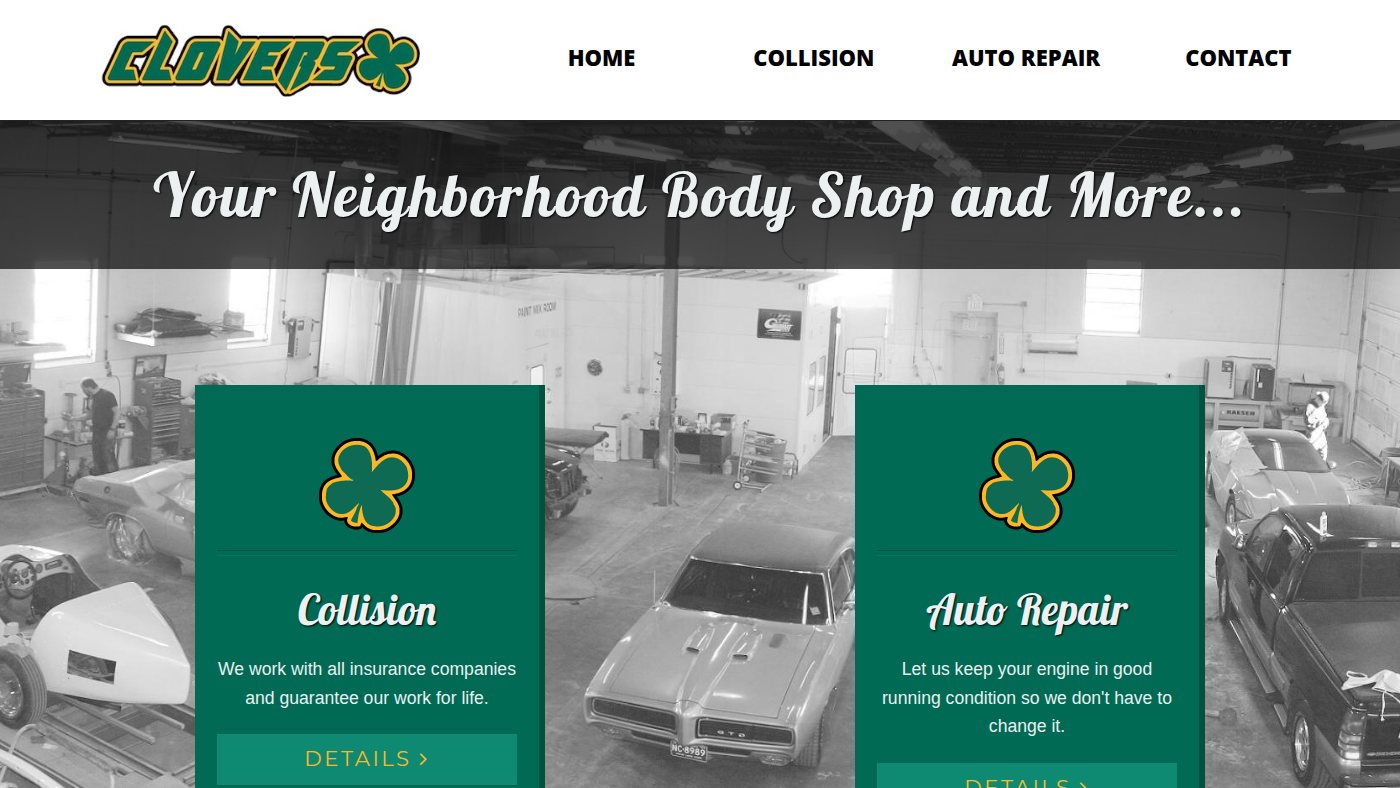 The home page of cloverscollision.net