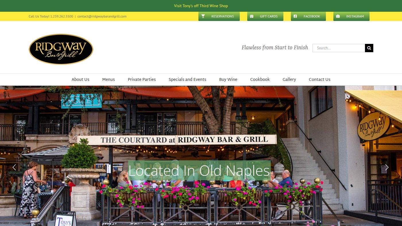 The home page of ridgwaybarandgrill.com