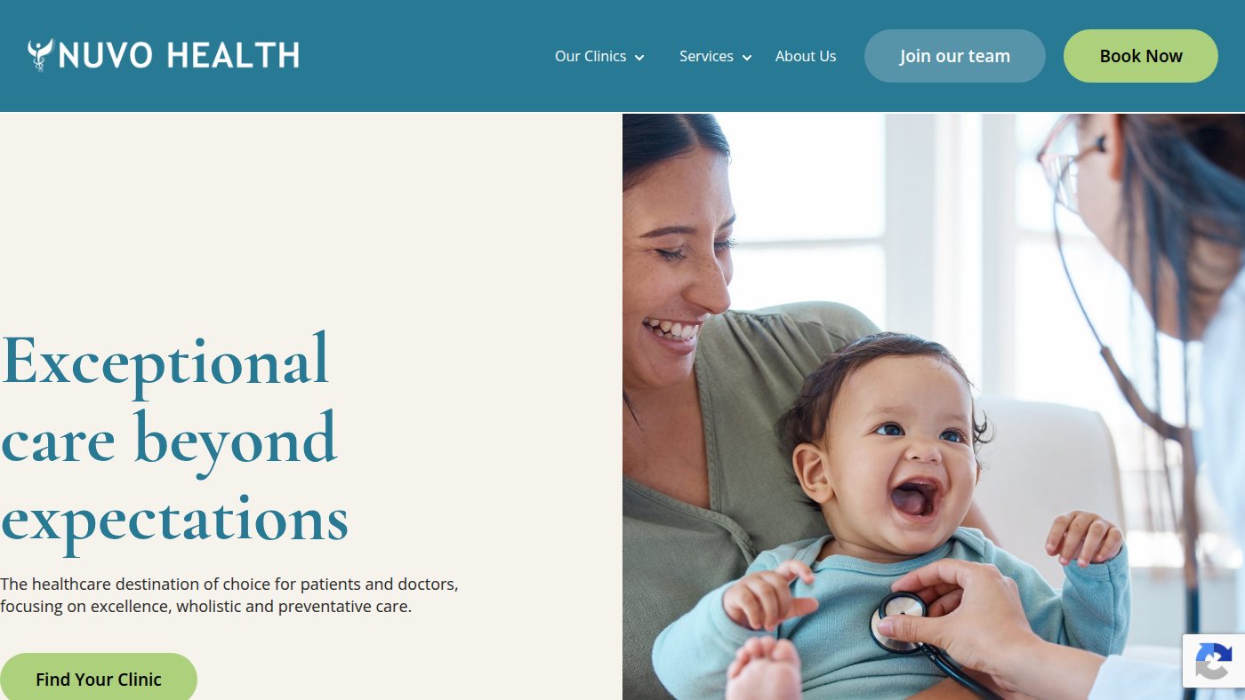 The home page of nuvohealth.com.au