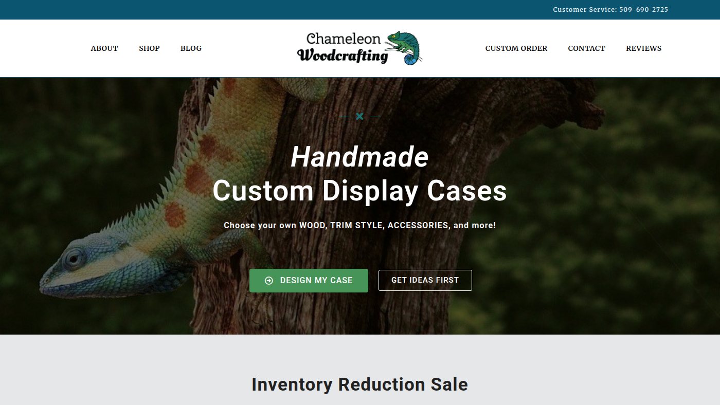 The home page of chameleonwoodcrafting.com