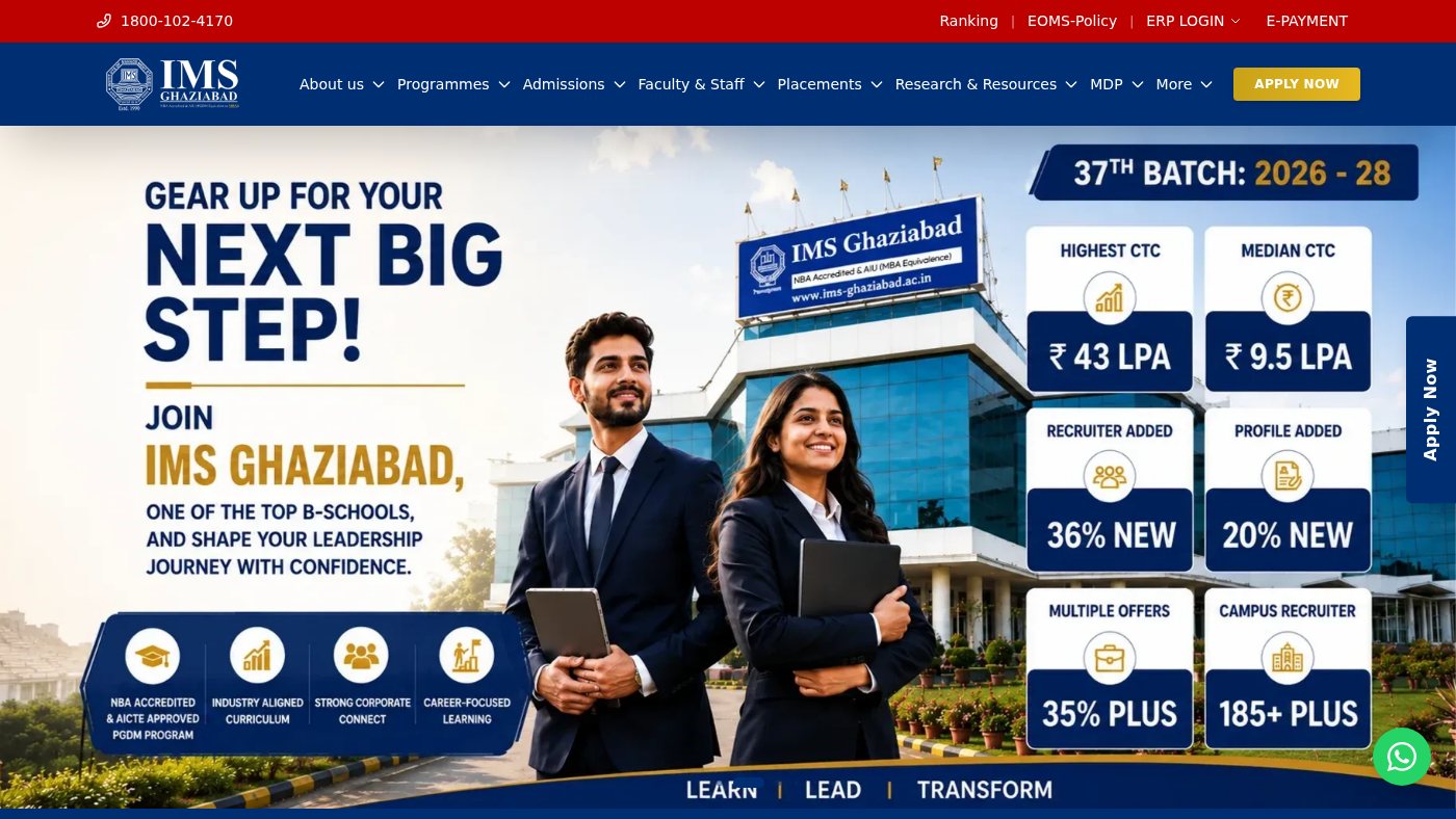The home page of ims-ghaziabad.ac.in