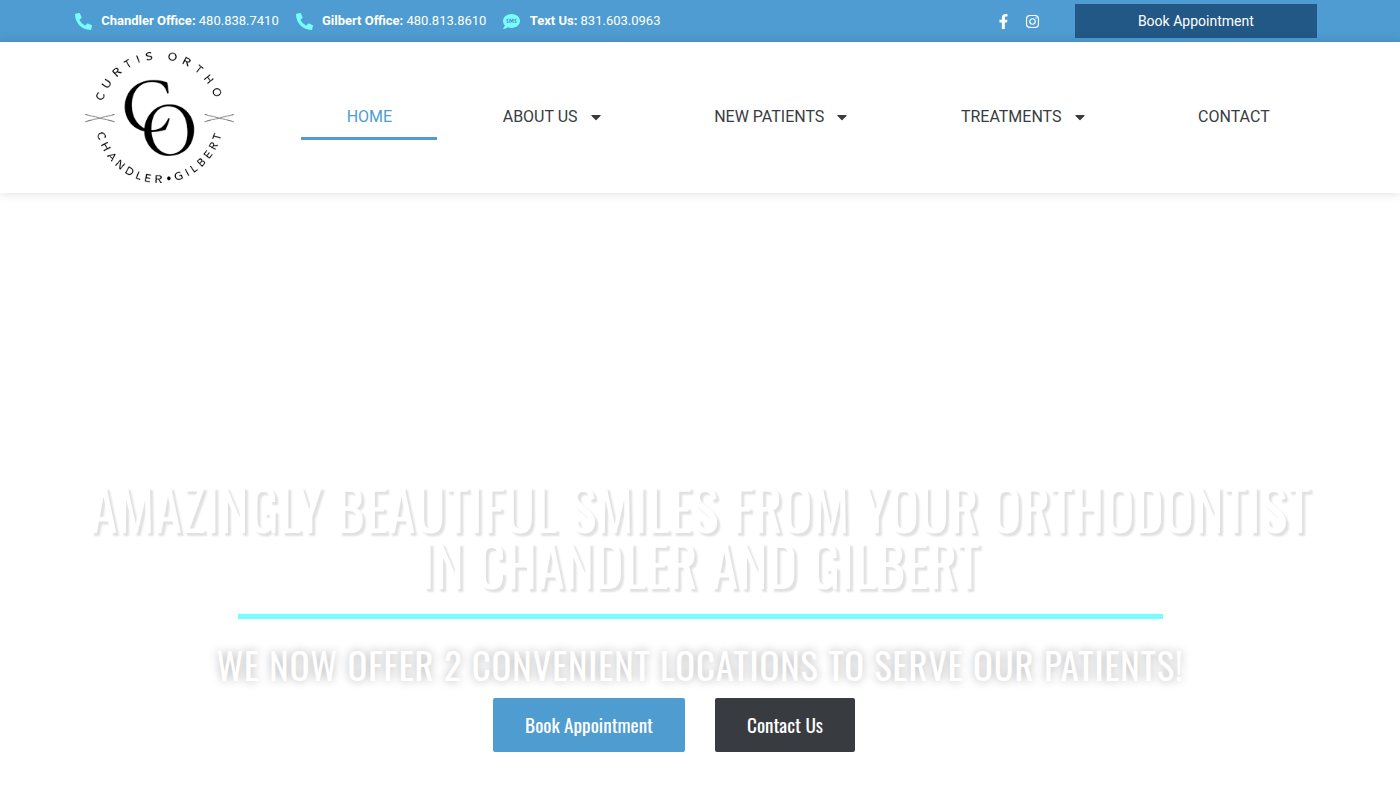 The home page of curtisorthoaz.com