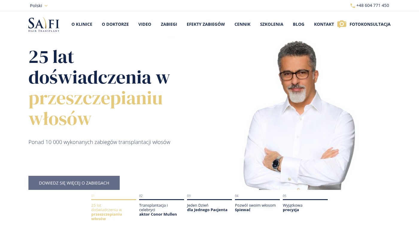 The home page of transplantacja-wlosow.pl