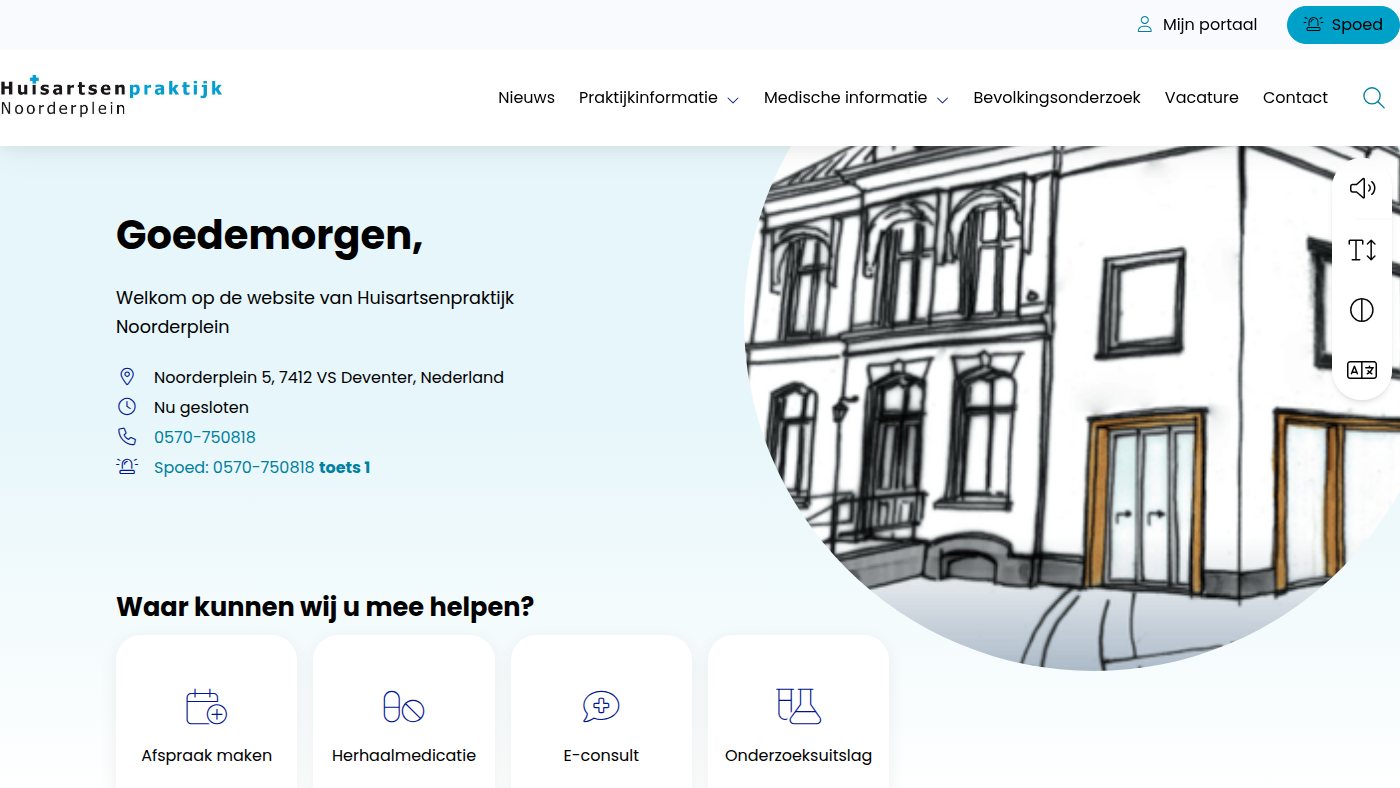 The home page of huisartsenpraktijknoorderplein.nl