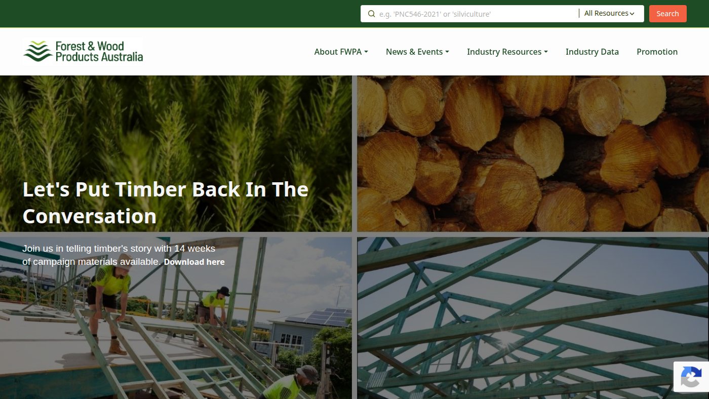 The home page of fwpa.com.au