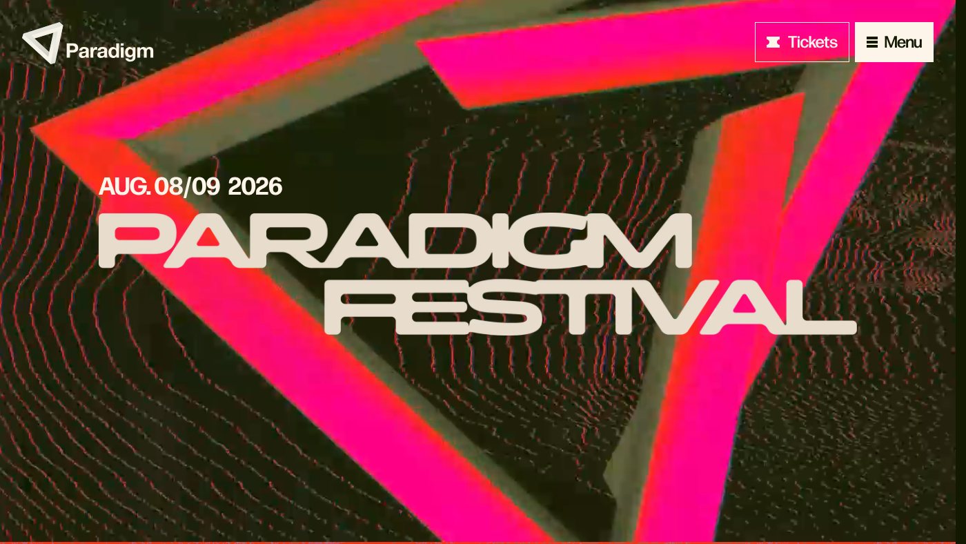 The home page of paradigmfestival.com