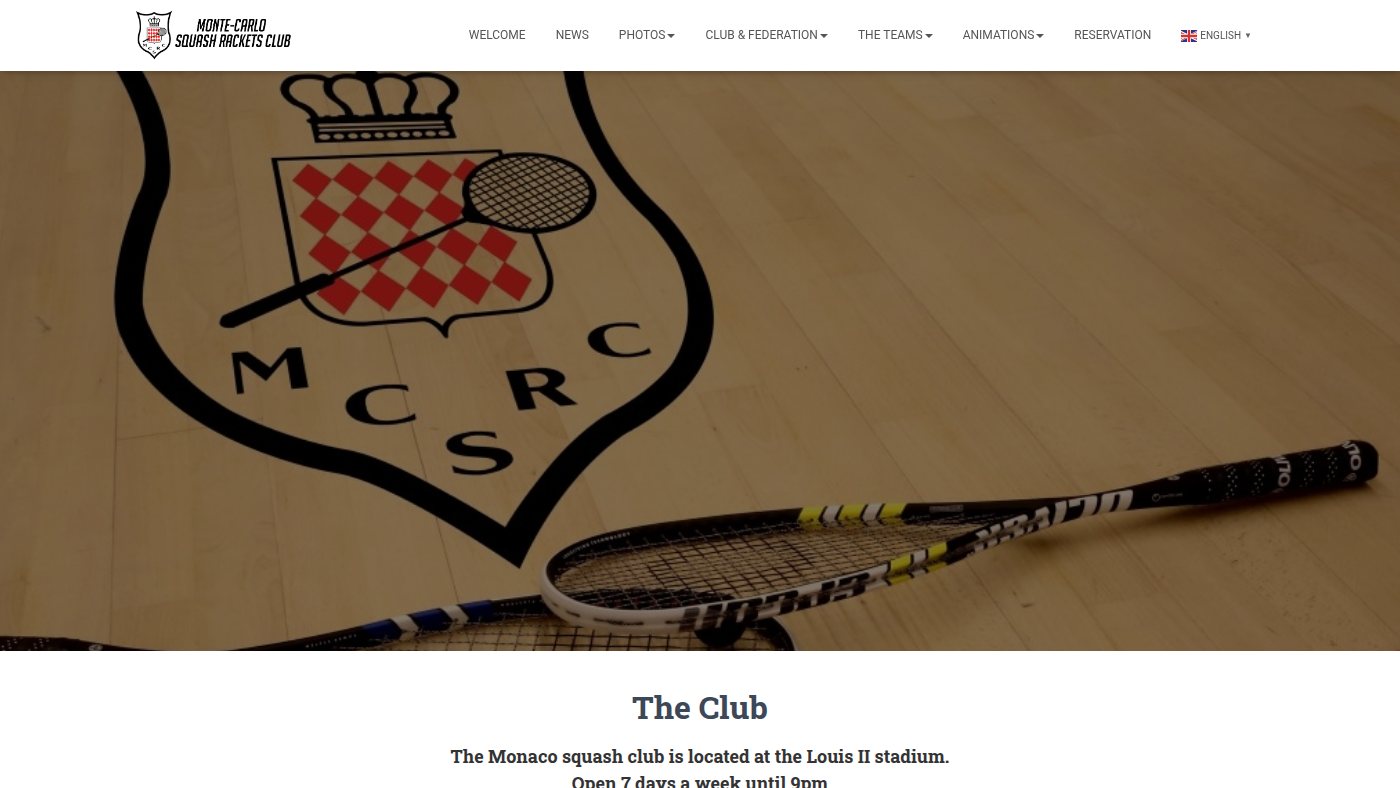 The home page of squash.asso.mc