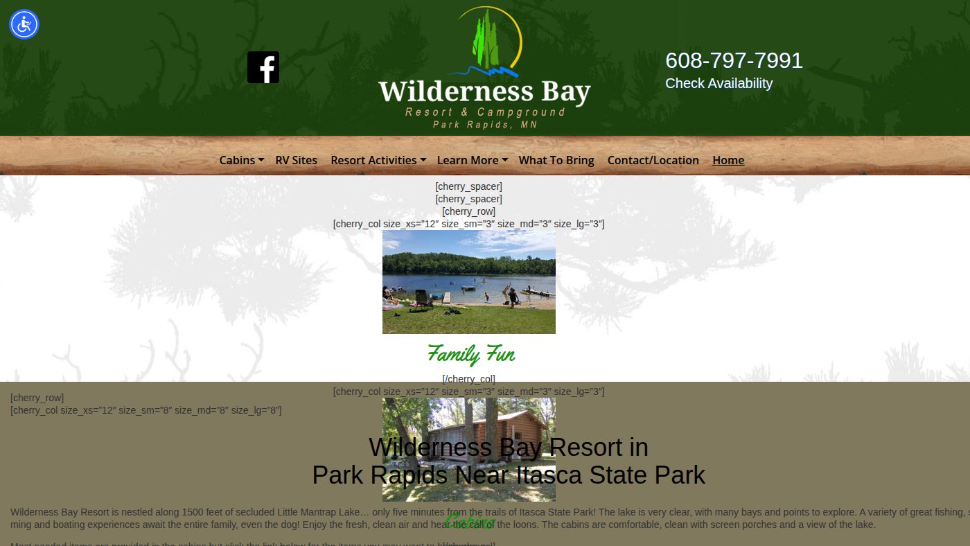 The home page of wildernessbay.com
