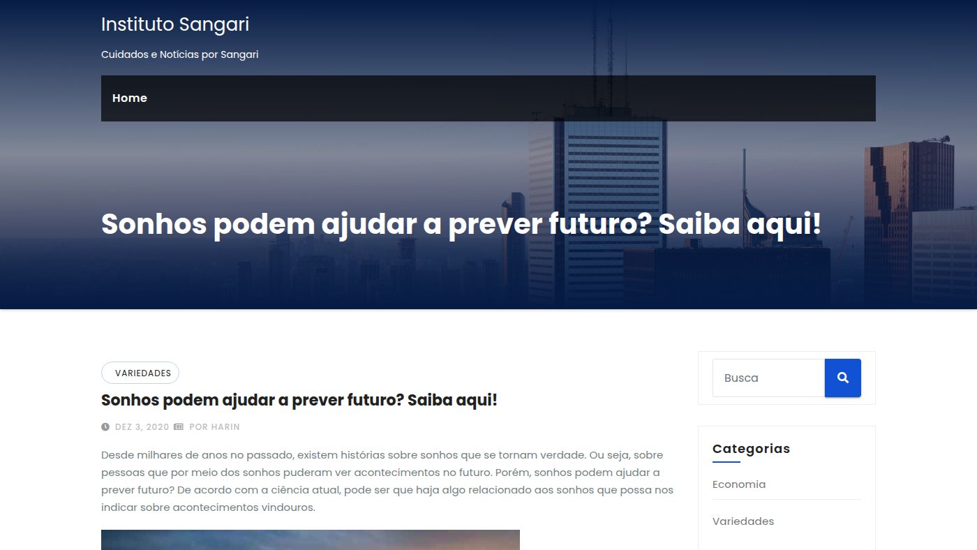 The home page of institutosangari.org.br