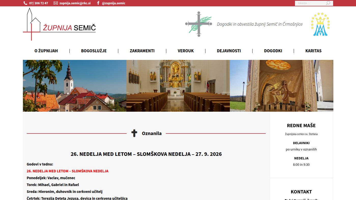 The home page of zupnija-semic.rkc.si