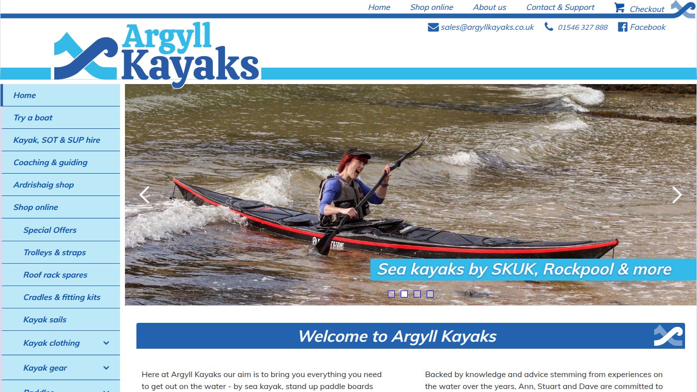 The home page of argyllkayaks.co.uk