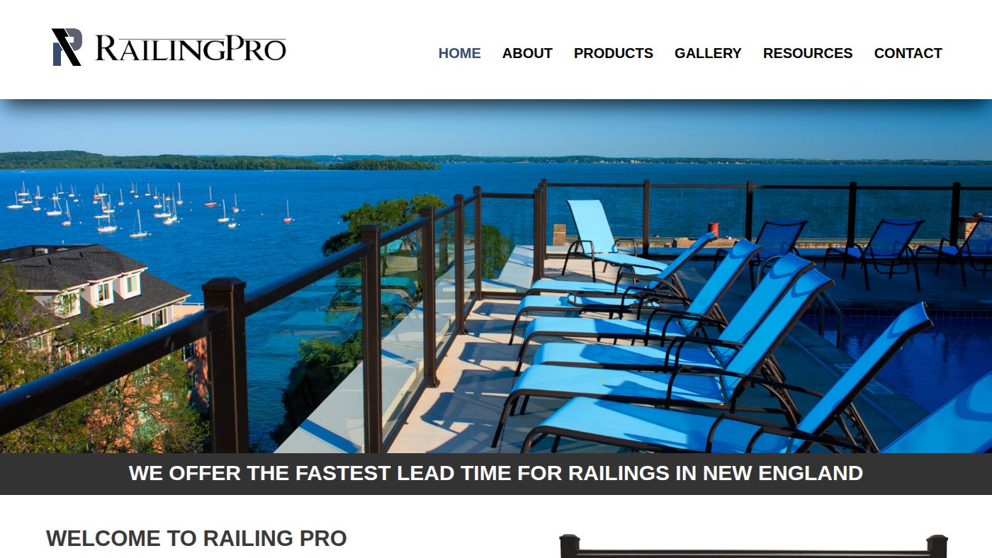 The home page of railingpro.com