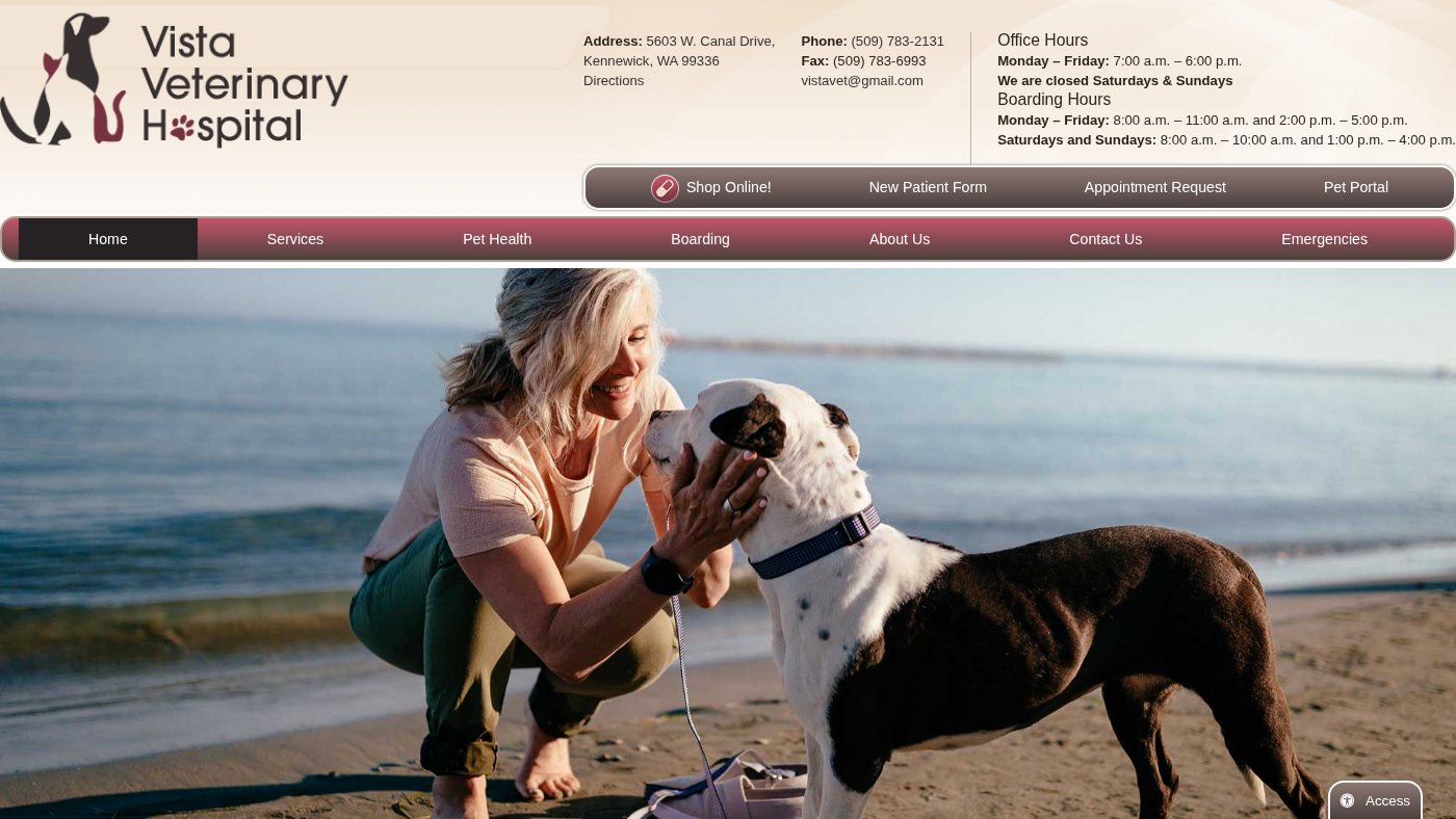 The home page of vistaveterinary.com