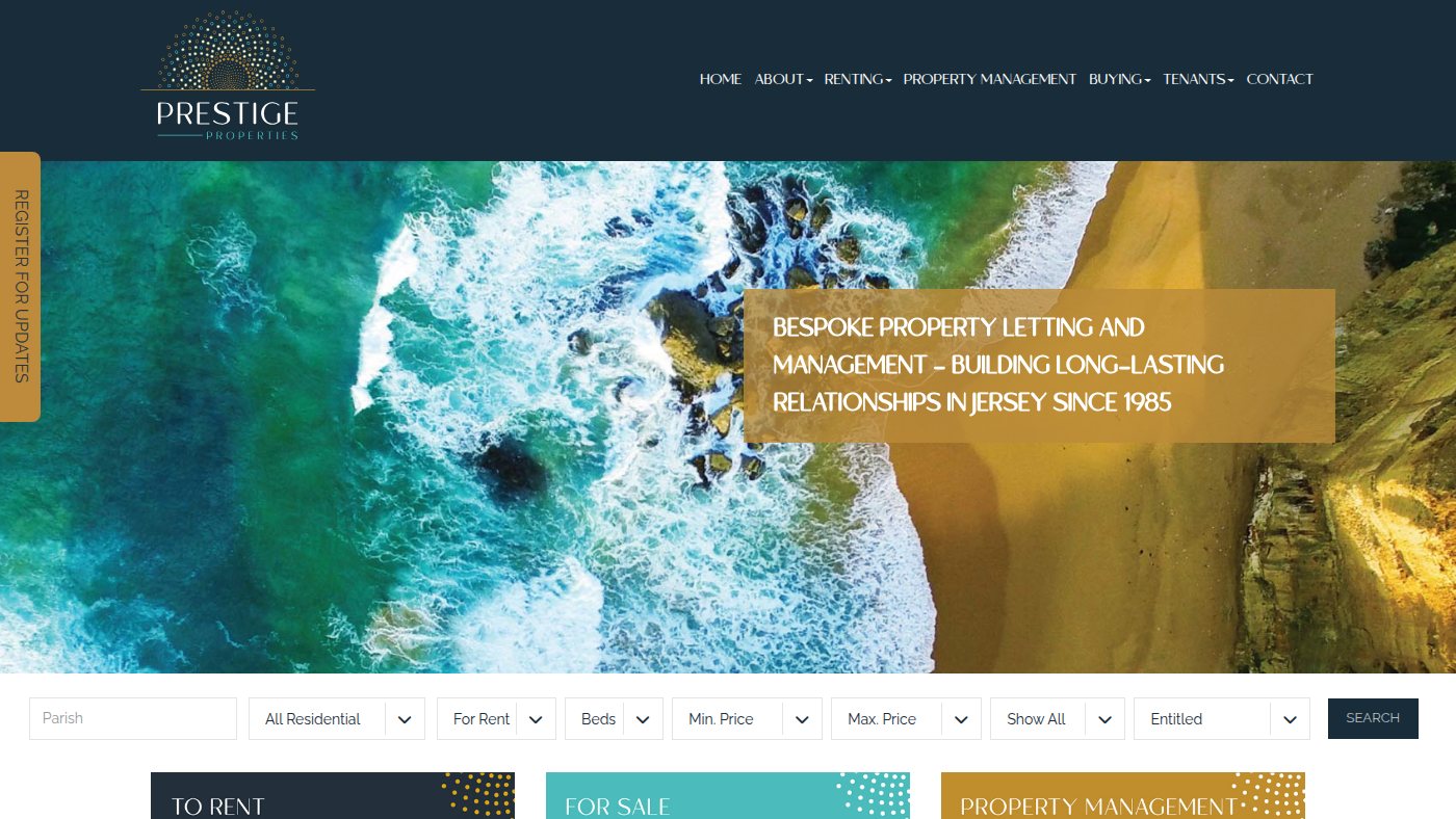 The home page of prestige.je