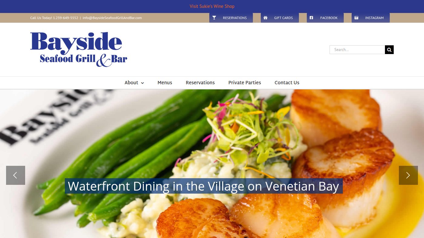 The home page of baysideseafoodgrillandbar.com