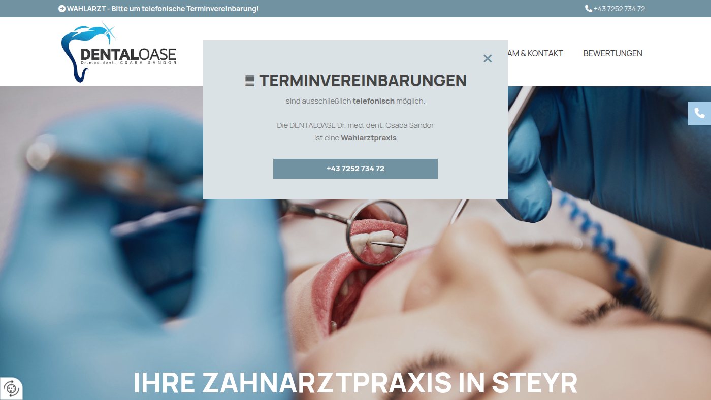 The home page of dental-oase.at
