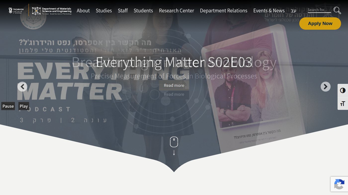 The home page of materials.technion.ac.il