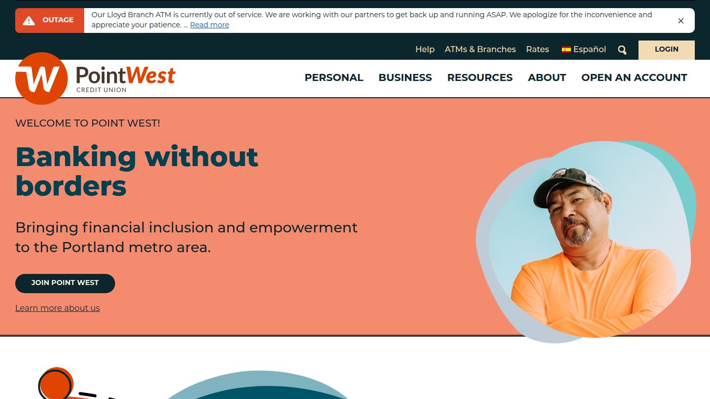 The home page of pointwestcu.com