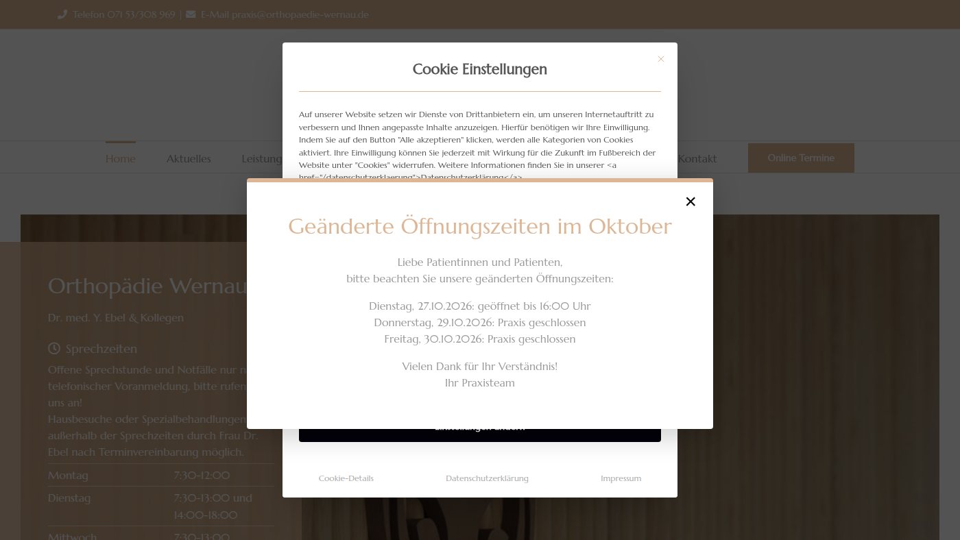 The home page of orthopaedie-wernau.de
