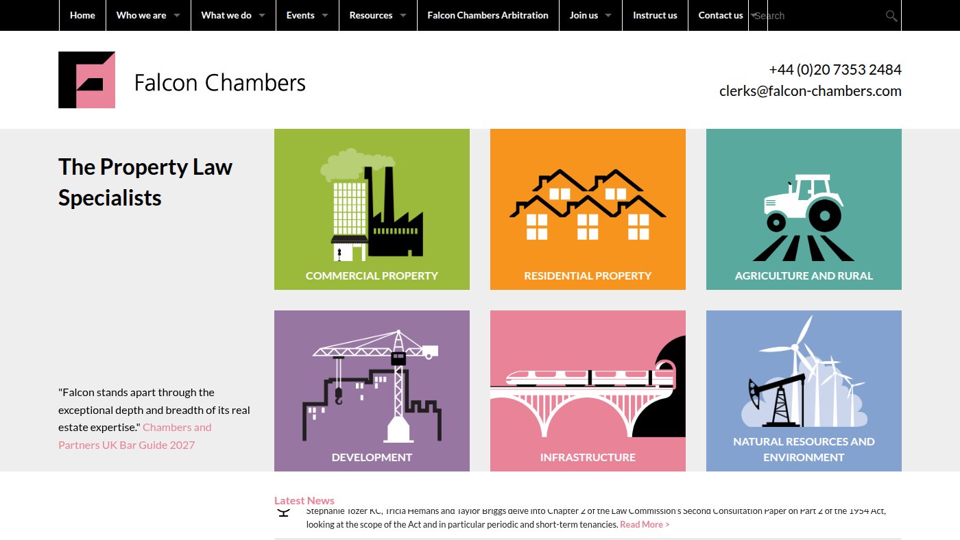 The home page of falcon-chambers.com