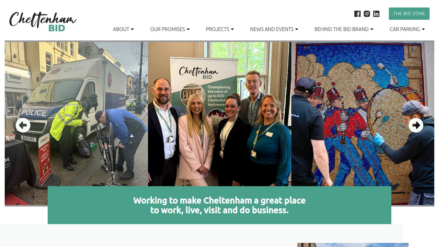 The home page of cheltenhambid.co.uk
