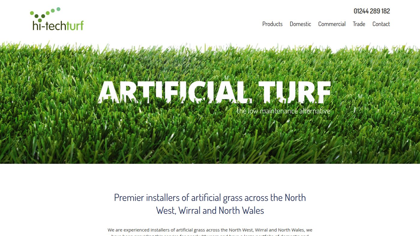 The home page of hitechturf.co.uk