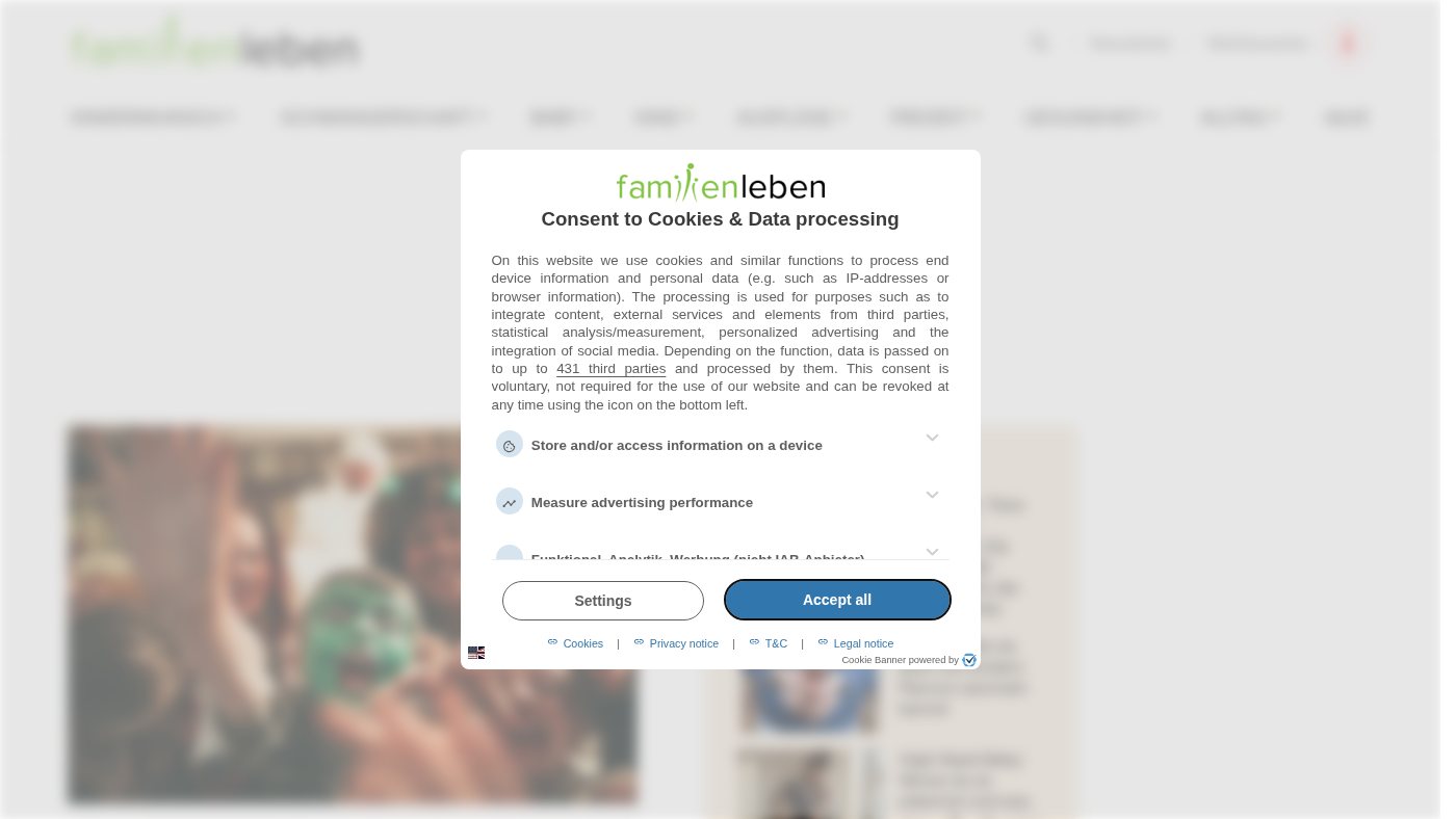 The home page of familienleben.ch