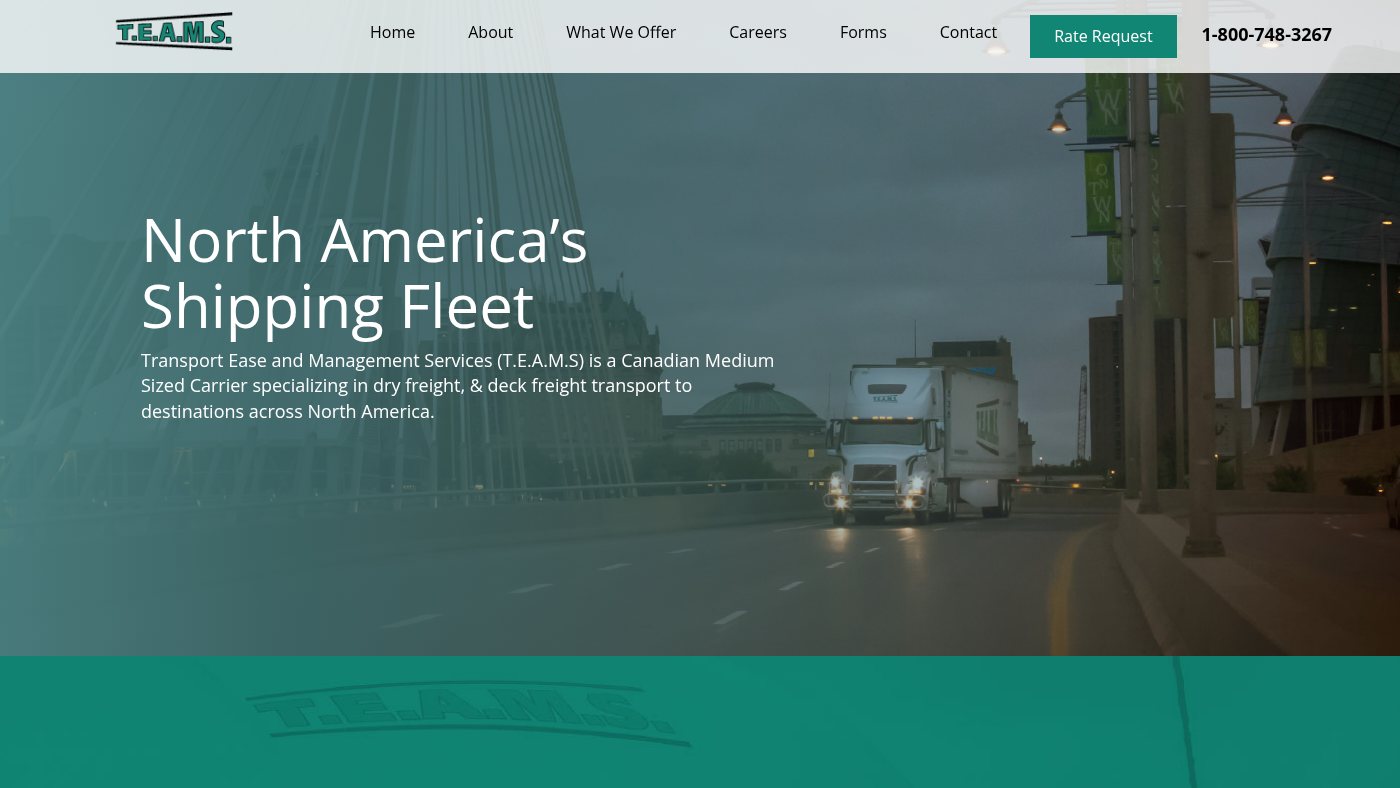 The home page of teamstransport.com