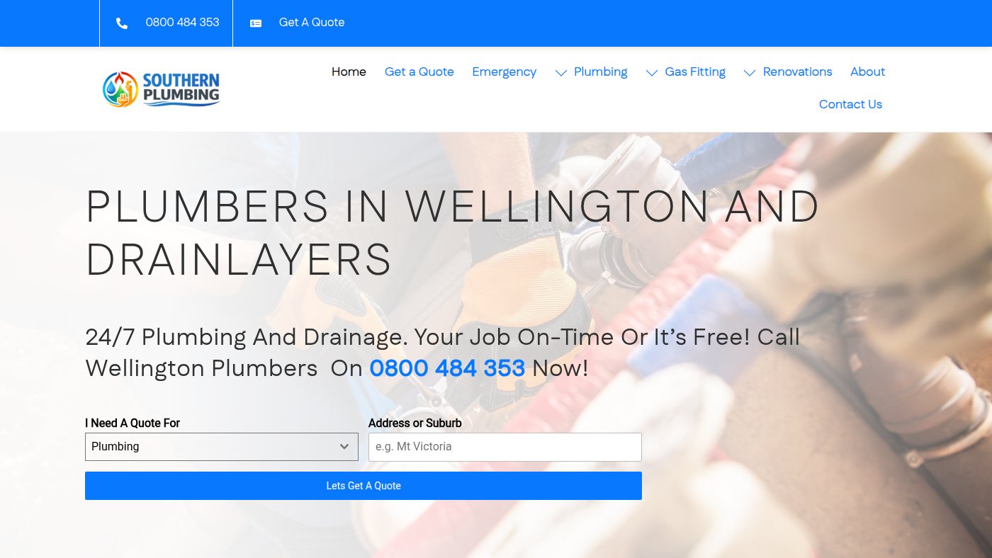 The home page of southernplumbing.co.nz