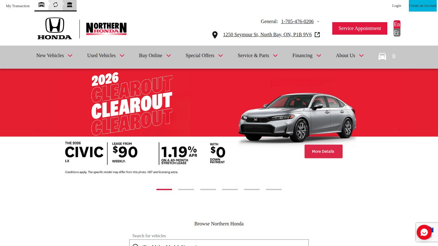 The home page of northernhonda.com