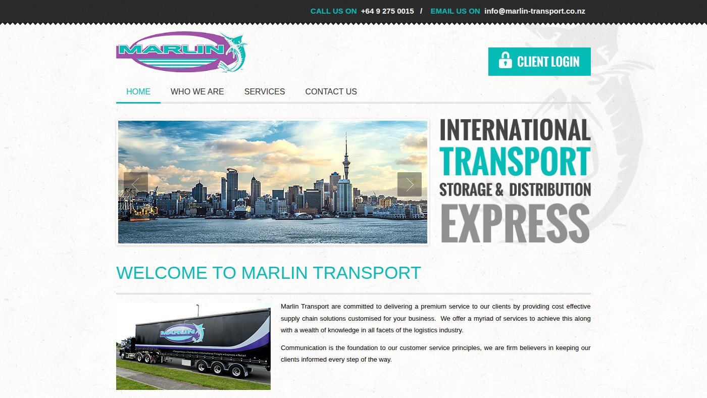 The home page of marlintransport.co.nz