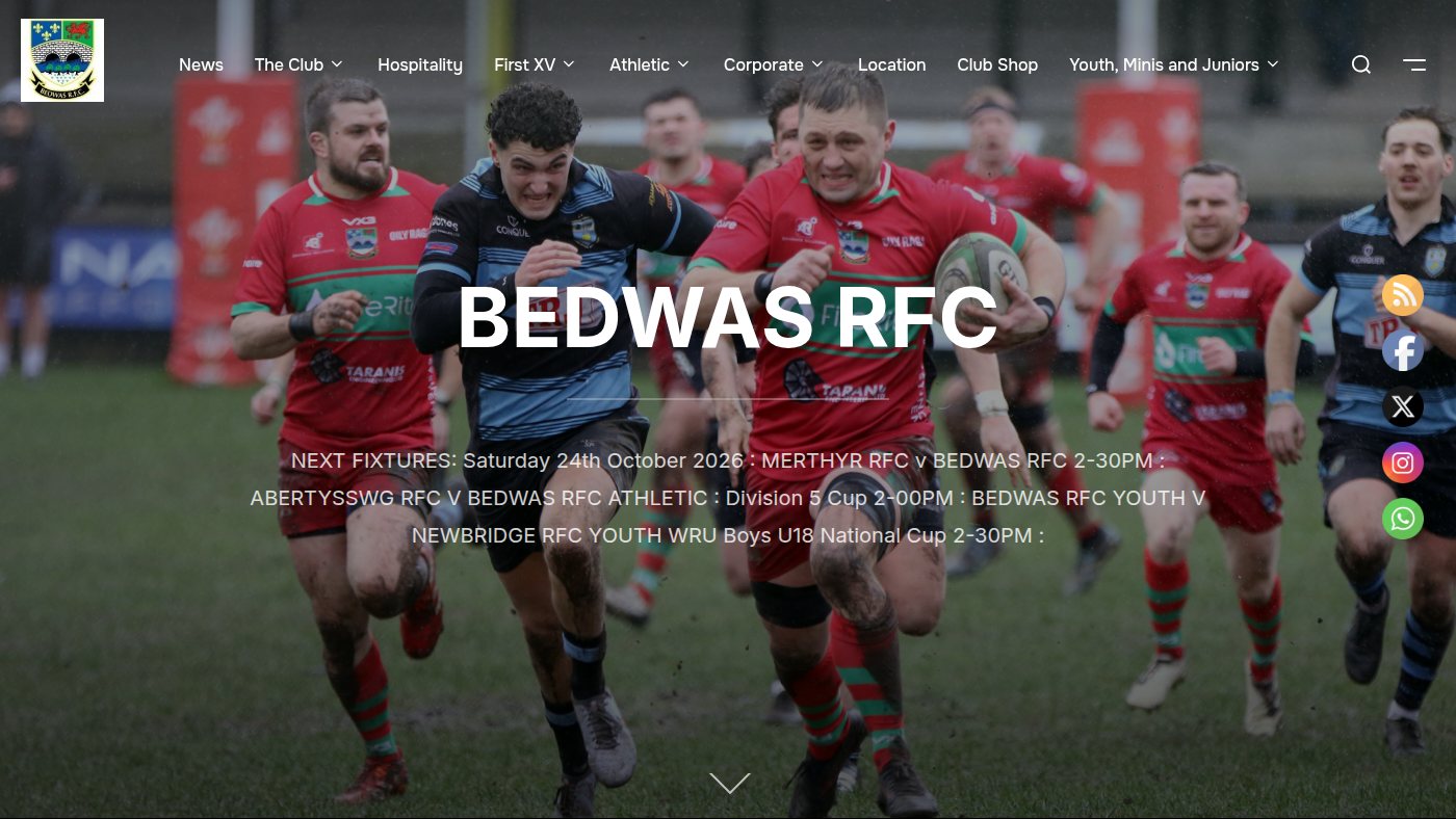 The home page of bedwasrfc.co.uk