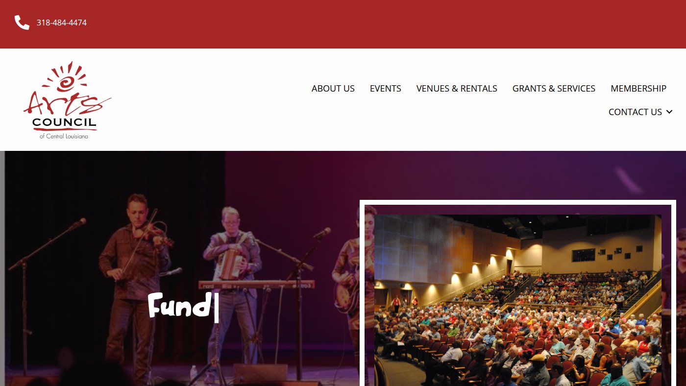 The home page of louisiana-arts.org