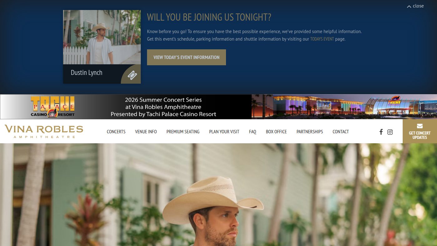 The home page of vinaroblesamphitheatre.com