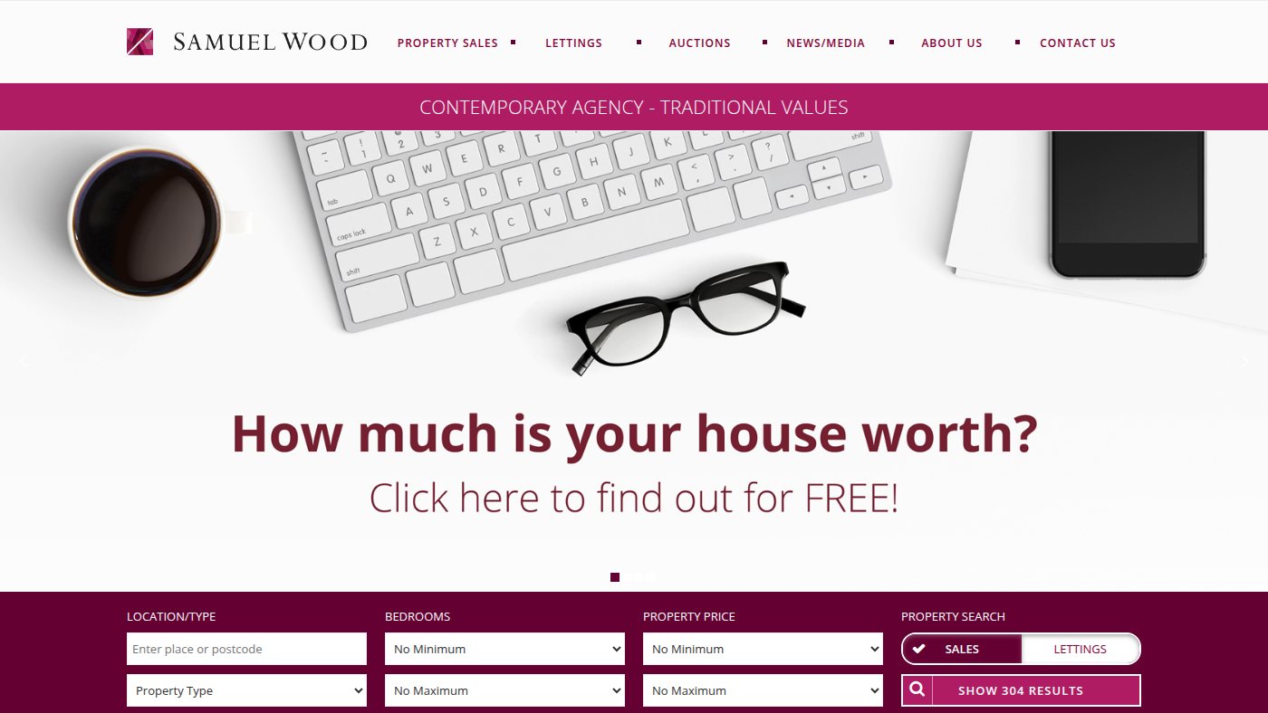 The home page of samuelwood.co.uk