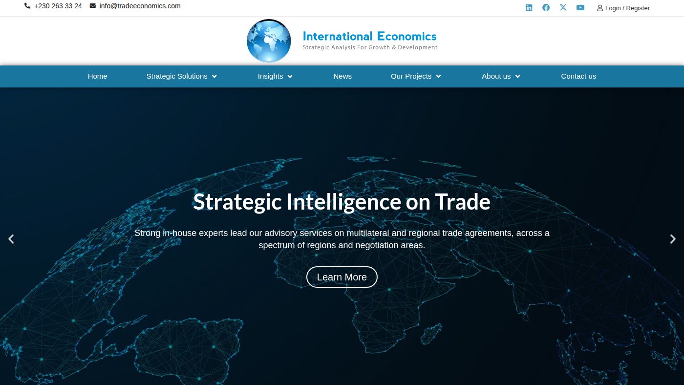 The home page of tradeeconomics.com