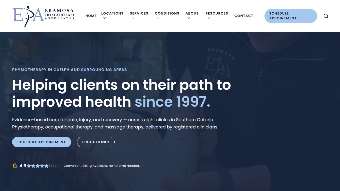 The home page of eramosaphysio.com