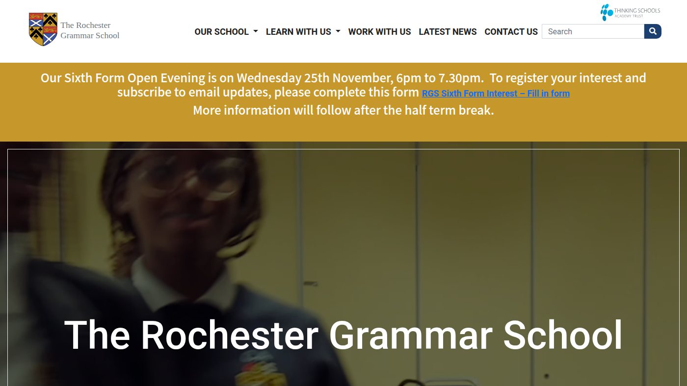 The home page of rochestergrammar.org.uk