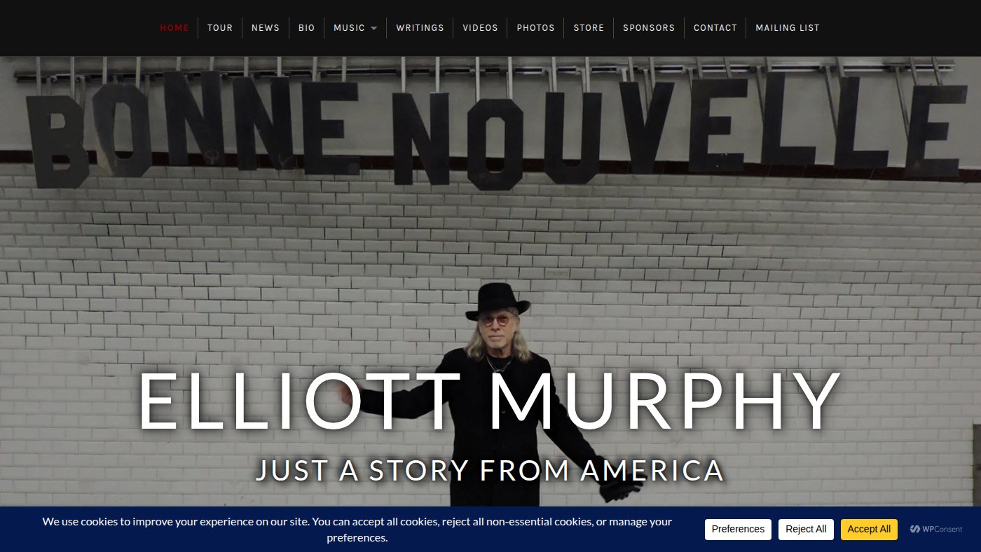 The home page of elliottmurphy.com